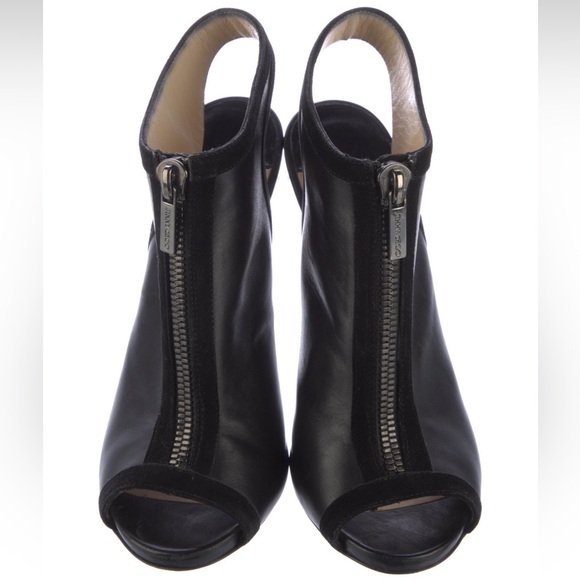 Jimmy Choo Peep Toe Heeled Booties EUC AUTHENTIC 37.5 - Picture 3 of 12